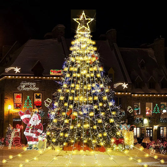 Árbol Estrella de Navidad Solar - Luces Cálidas